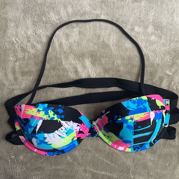 Vibrant multi color bandeau two piece swimsuit - Picture 3 of 6